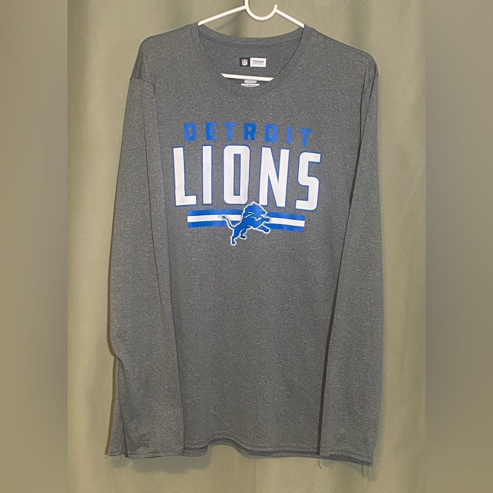 Detroit Lions  NFL Team Apparel Heather Grey Graphic Long Sleeve Shirt Size XL